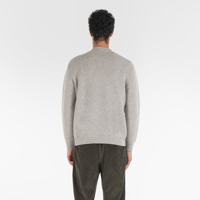 PURE CASHMERE MOCK NECK SWEATER 7G / MELANGE GREY