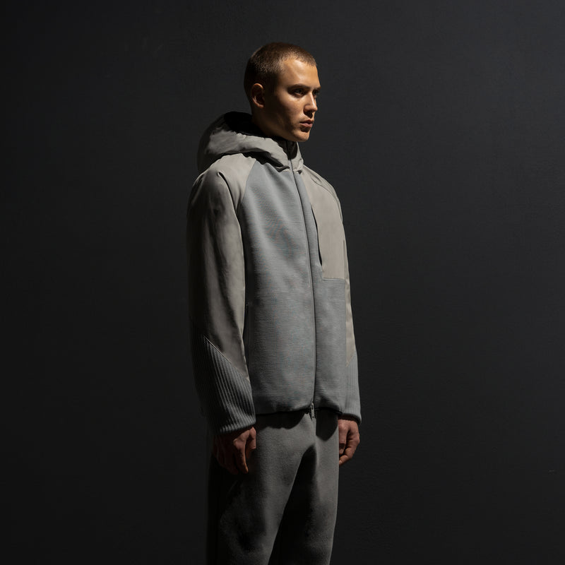 HYBRID KNIT INSULATED TUBE JACKET / LIGHT GREY