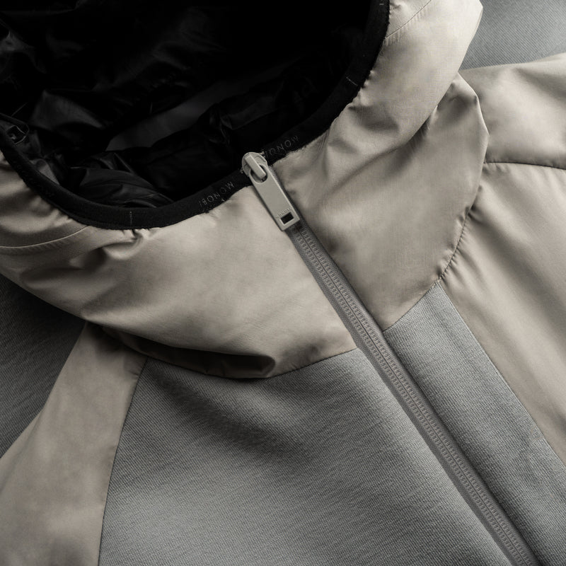 HYBRID KNIT INSULATED TUBE JACKET / LIGHT GREY