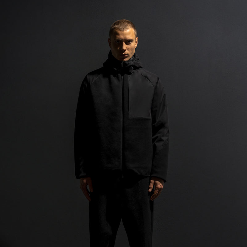 HYBRID KNIT INSULATED TUBE JACKET / BLACK