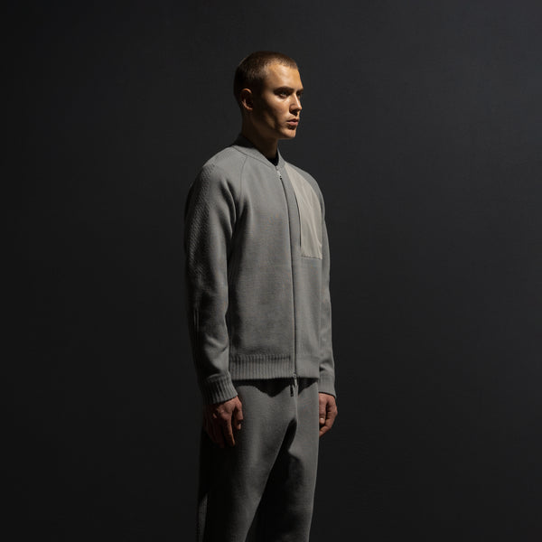 HYBRID KNIT BOMBER / LIGHT GREY
