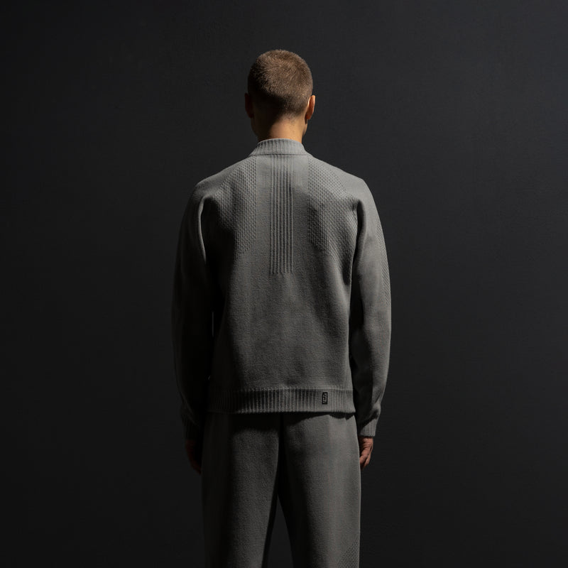HYBRID KNIT BOMBER / LIGHT GREY