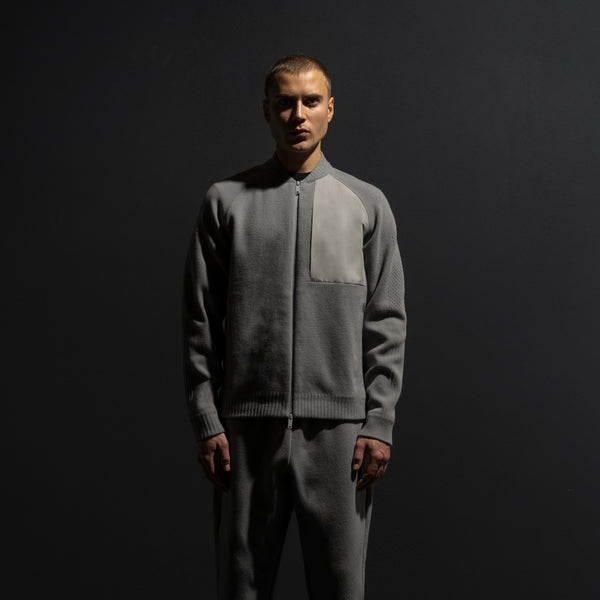 HYBRID KNIT BOMBER / LIGHT GREY