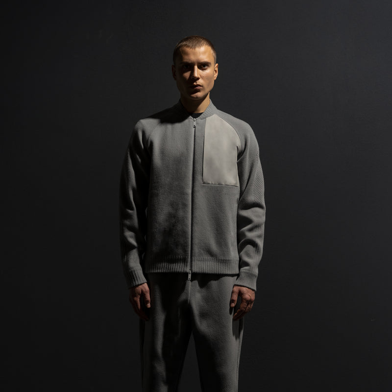 HYBRID KNIT BOMBER / LIGHT GREY
