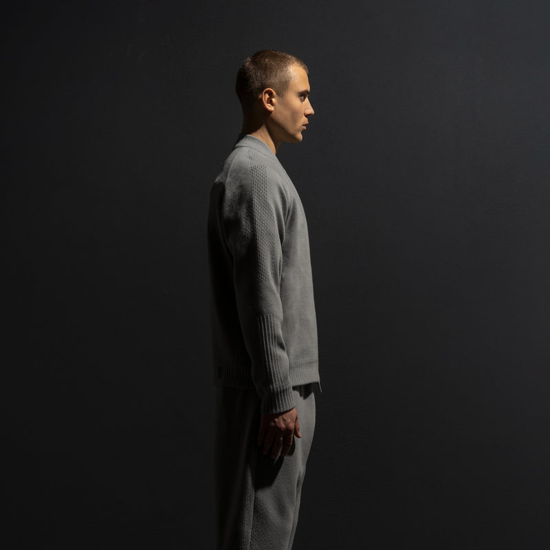 HYBRID KNIT BOMBER / LIGHT GREY