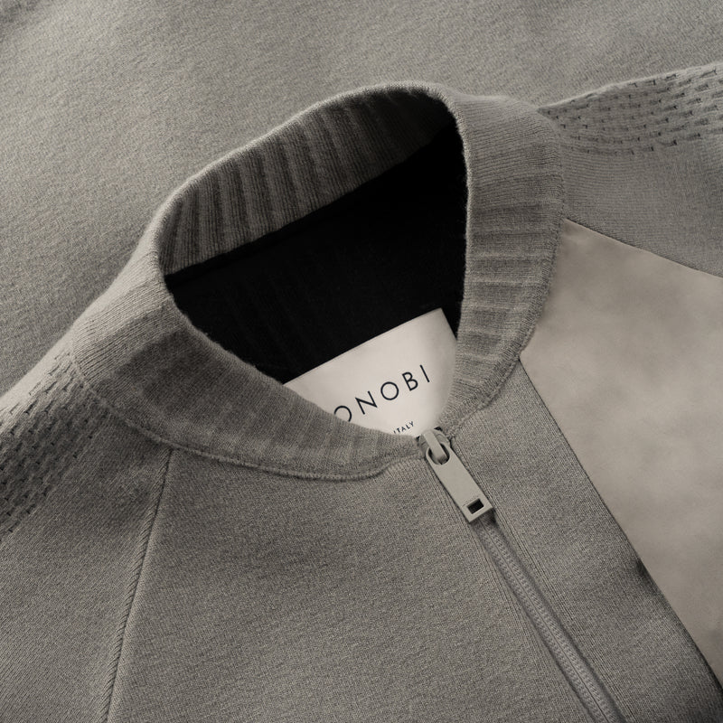 HYBRID KNIT BOMBER / LIGHT GREY