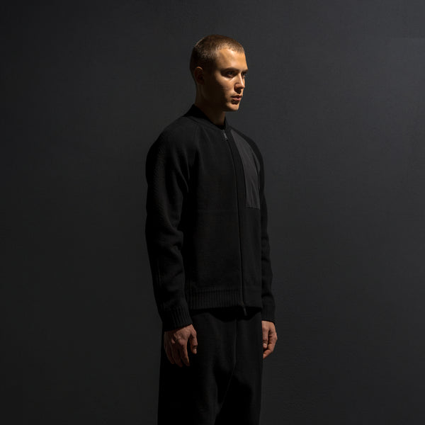 HYBRID KNIT BOMBER / BLACK