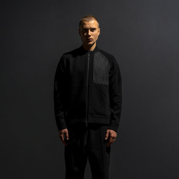 HYBRID KNIT BOMBER / BLACK