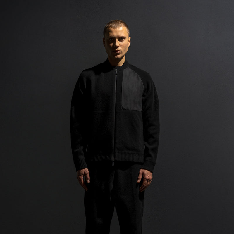 HYBRID KNIT BOMBER / BLACK