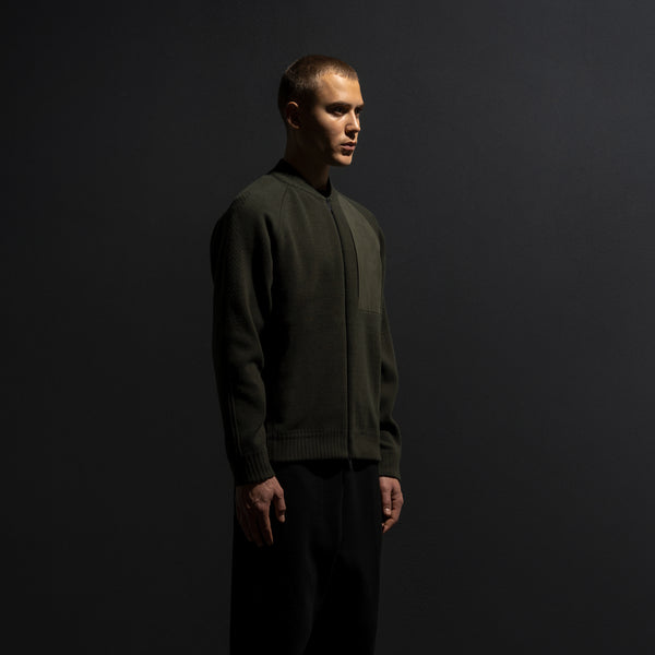HYBRID KNIT BOMBER / MILITARY GREEN