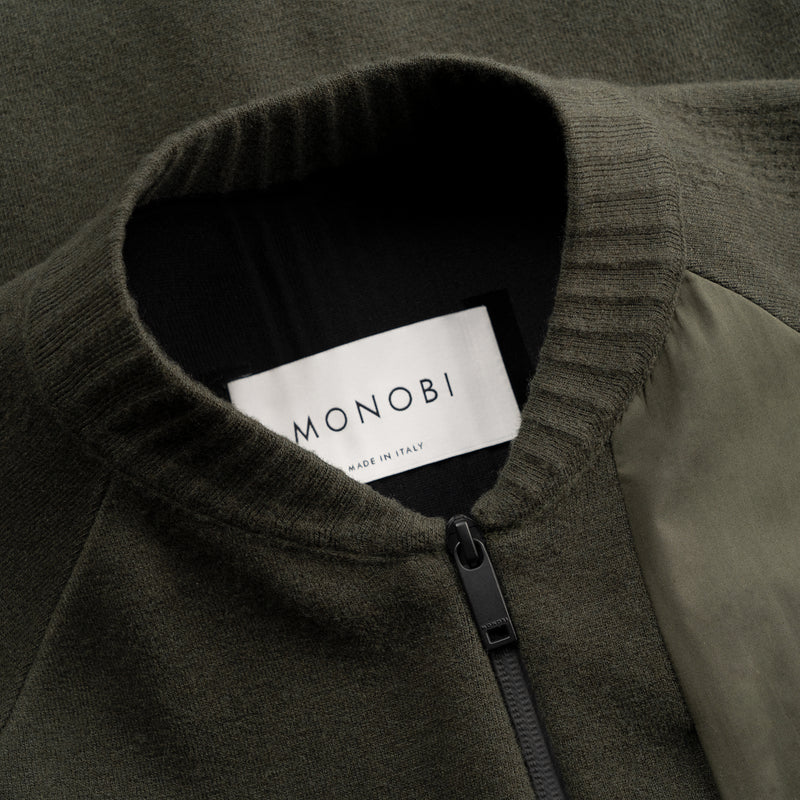 HYBRID KNIT BOMBER / MILITARY GREEN