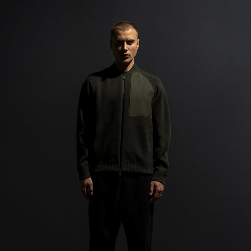 HYBRID KNIT BOMBER / MILITARY GREEN