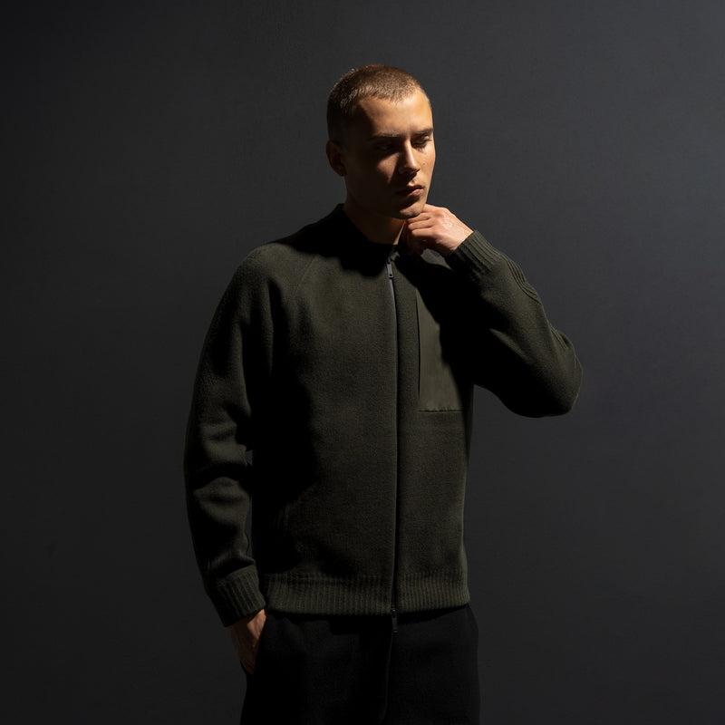 HYBRID KNIT BOMBER / MILITARY GREEN