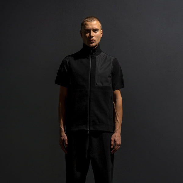 HYBRID KNIT VEST / BLACK