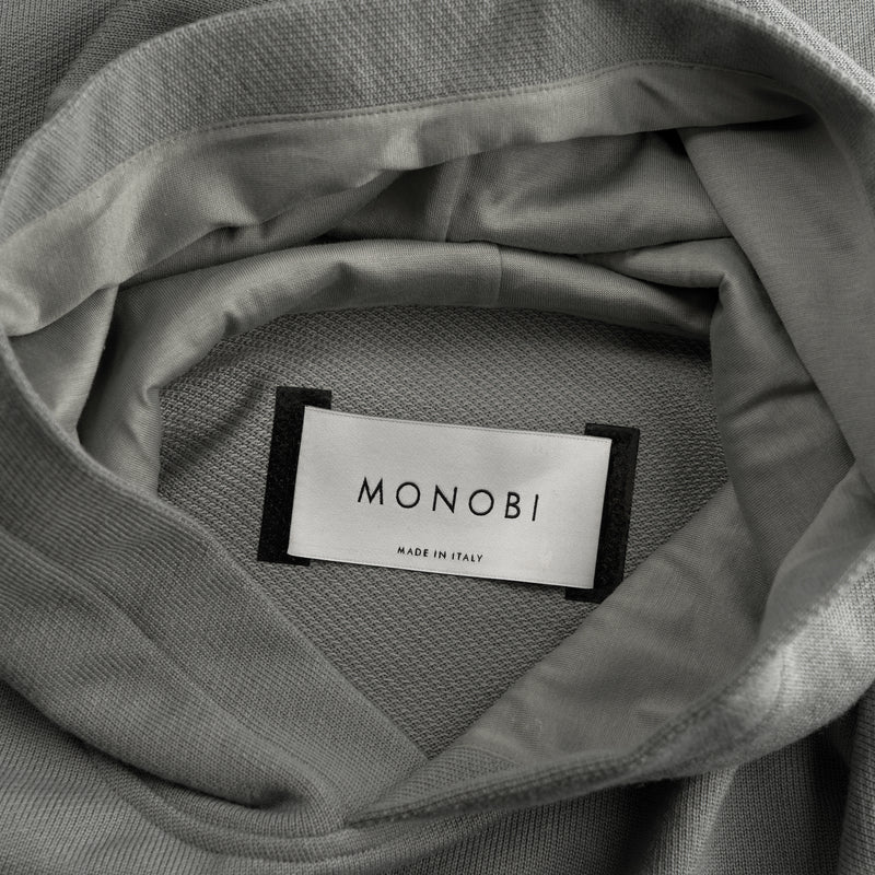 MONOBI label detail of Superior Wool Loungewear Hoodie color grey